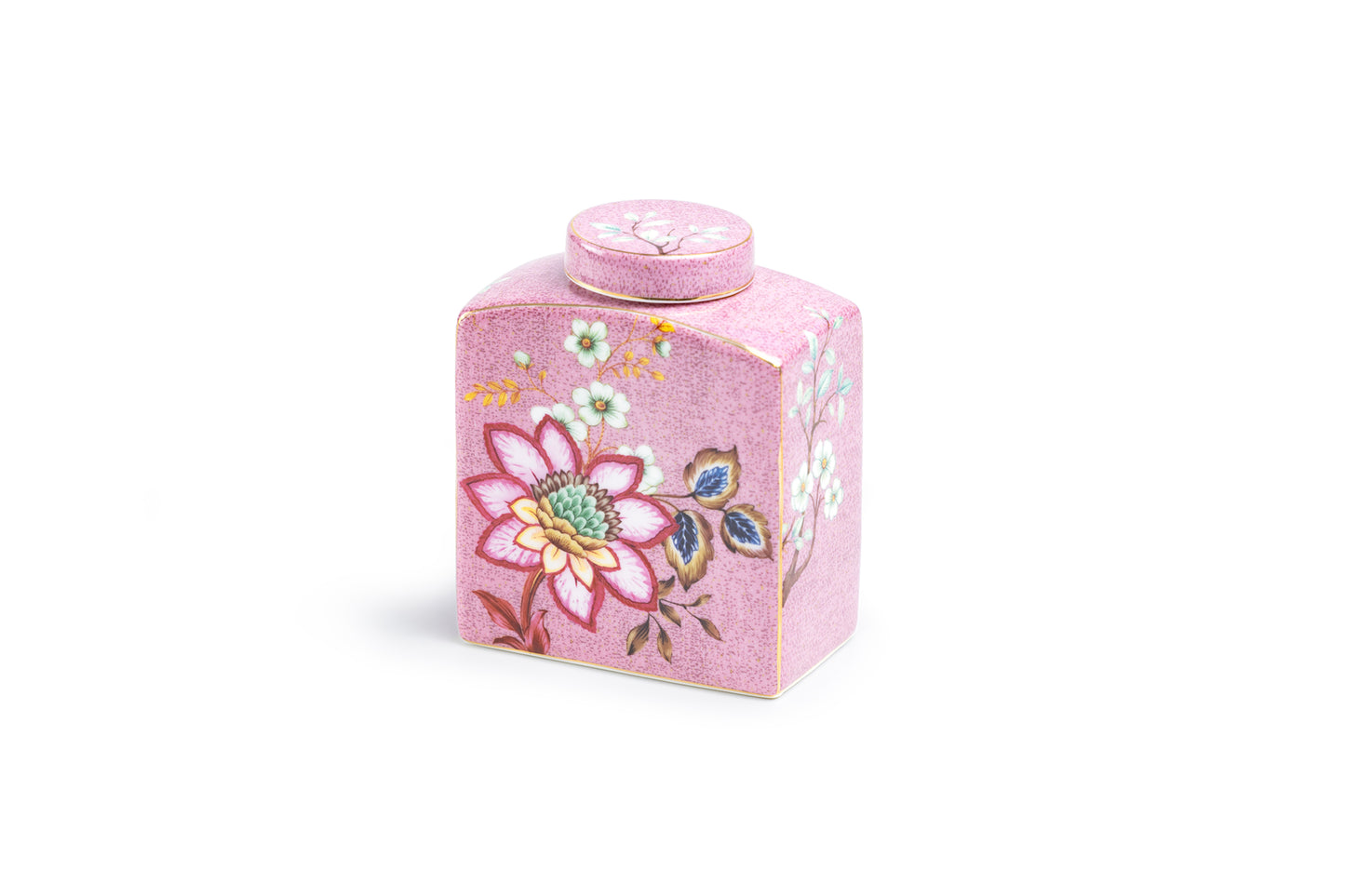 Peacock Lotus Garden Pink Fine Porcelain Jar