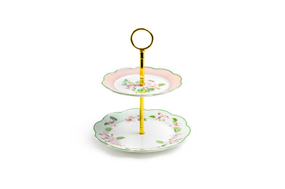 Apple Blossom Bone China 2-Tier Server with Gift Box