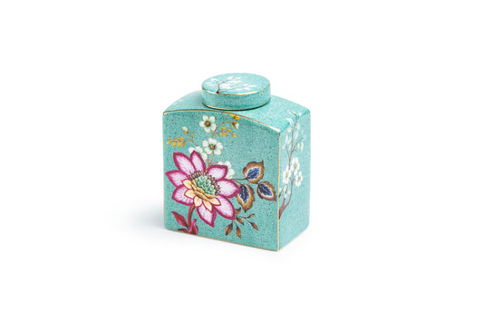 Peacock Lotus Garden Green Fine Porcelain Jar