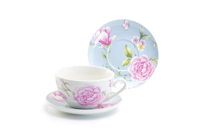 Peony and Magnolia Fine Porcelain Cup and Saucer