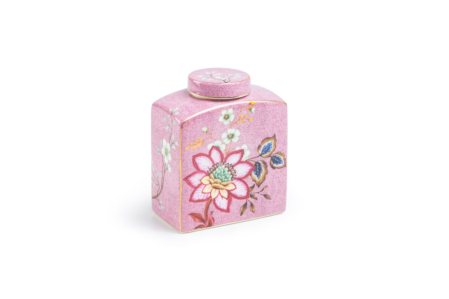 Peacock Lotus Garden Pink Fine Porcelain Jar