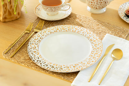 Golden Leopard Fine Porcelain Dinner Plate