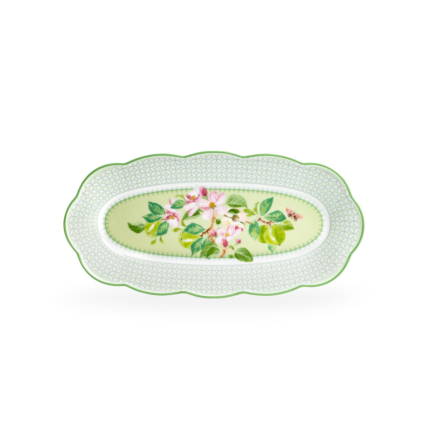 Apple Blossom Geo Harmony Bone China Oval Serving Platter with Gift Box