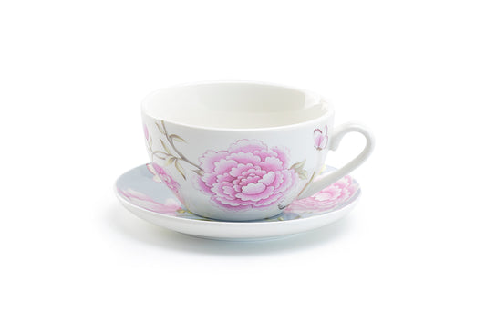 Peony and Magnolia Fine Porcelain Cup and Saucer