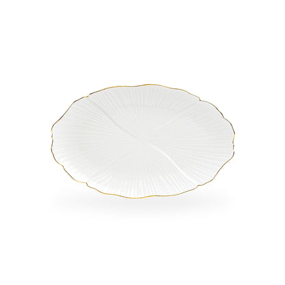 Ginkgo Gold Luxe Fine Porcelain Oval Serving Platter - Medium