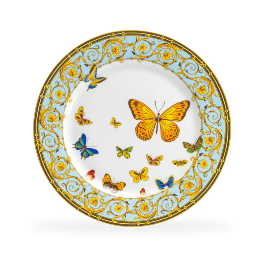 Butterflies with Blue Ornament Fine Porcelain Dinner Plate