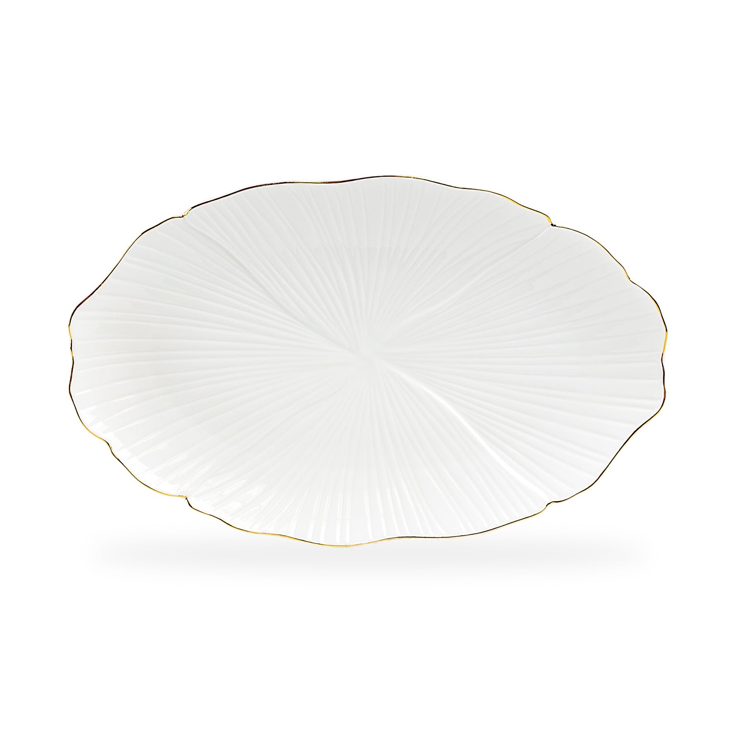 Ginkgo Gold Luxe Fine Porcelain Oval Serving Platter - Large