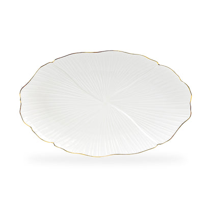 Ginkgo Gold Luxe Fine Porcelain Oval Serving Platter - Large