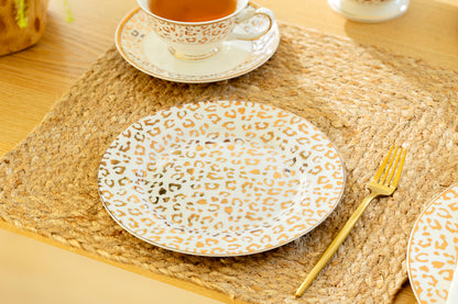 Golden Leopard Fine Porcelain Dessert Plate