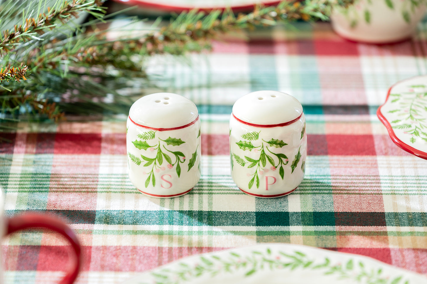 Gift Boxed Holly Garland Salt and Pepper Shaker Set
