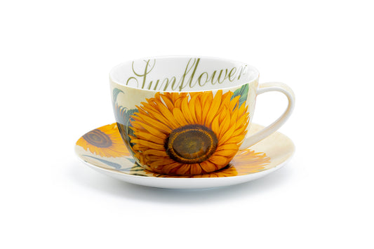 Sunflower Fine Porcelain Breakfast Jumbo Cup and Saucer