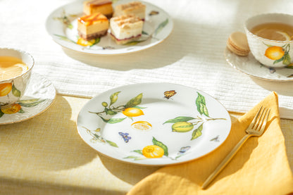Lemon Butterfly Fine Porcelain Dessert Plate