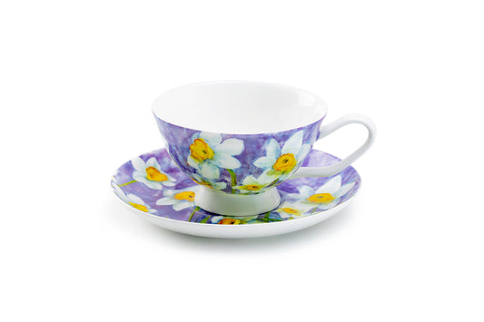 Daffodil Purple Bone China Cup and Saucer