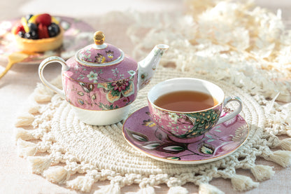 Peacock Lotus Garden Pink Tea For One Set