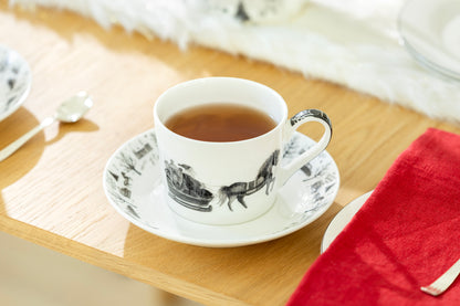 Winter Wonderland Santa Carriage Bone China Tea Cup and Saucer