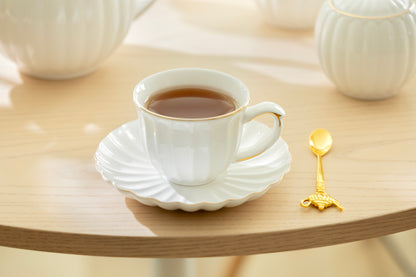 White Gold Shell Fine Porcelain Tea Set