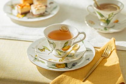 Lemon Butterfly Fine Porcelain Tea Cup and Saucer