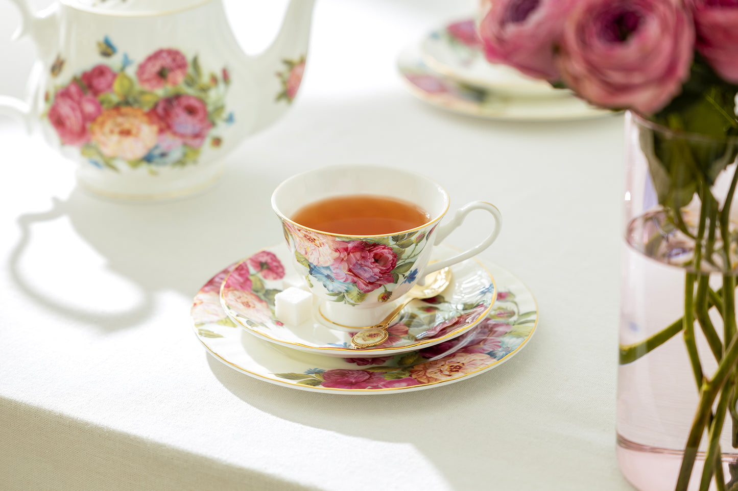 Sandra's Rose with Butterflies Bone China Tea Set