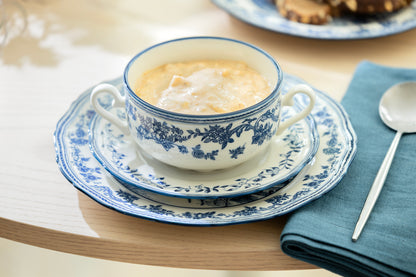 Blue Heritage Toile Fine Porcelain Soup Bowl with Saucer