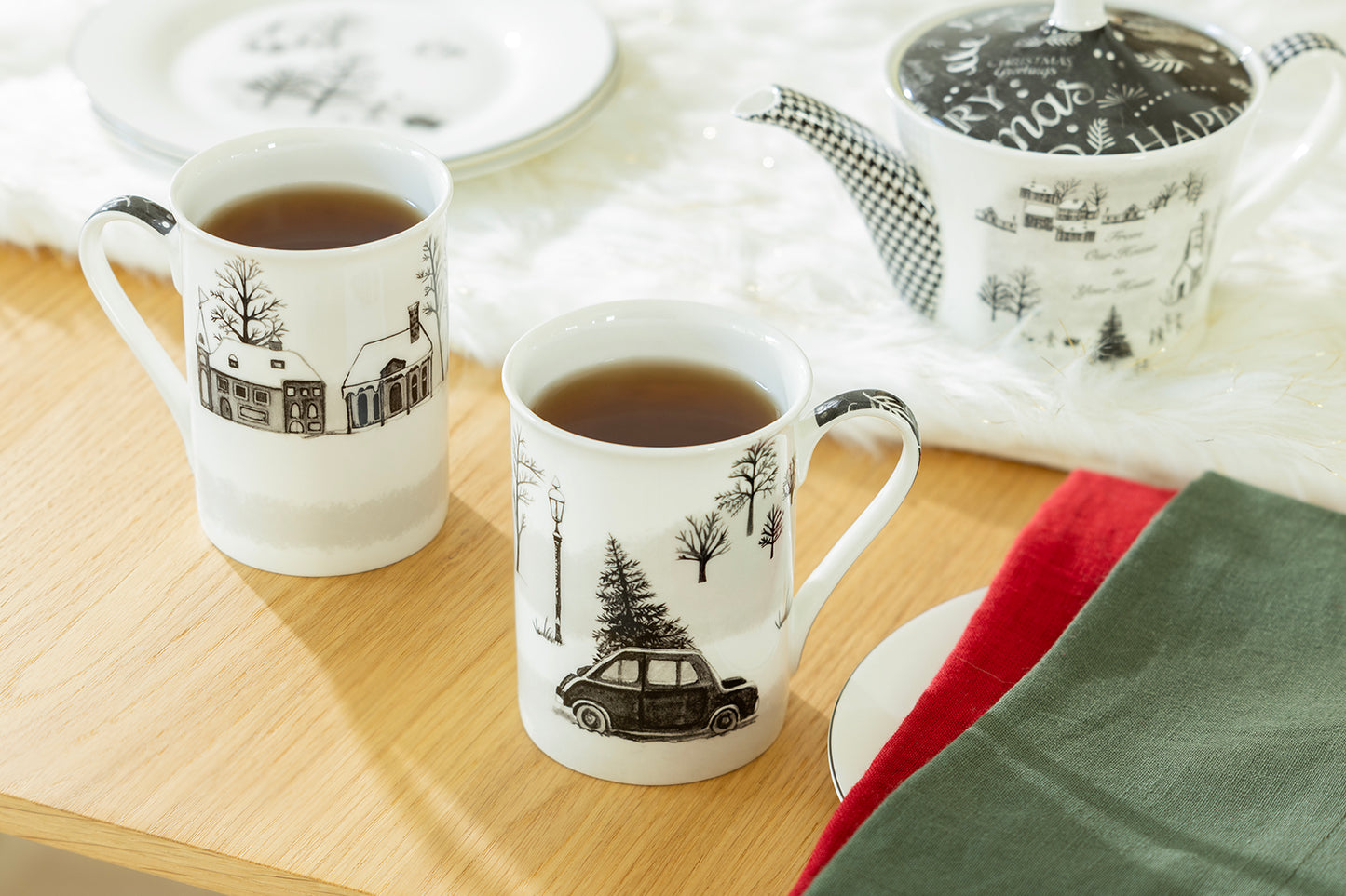 Christmas Tree Car Bone China Mug