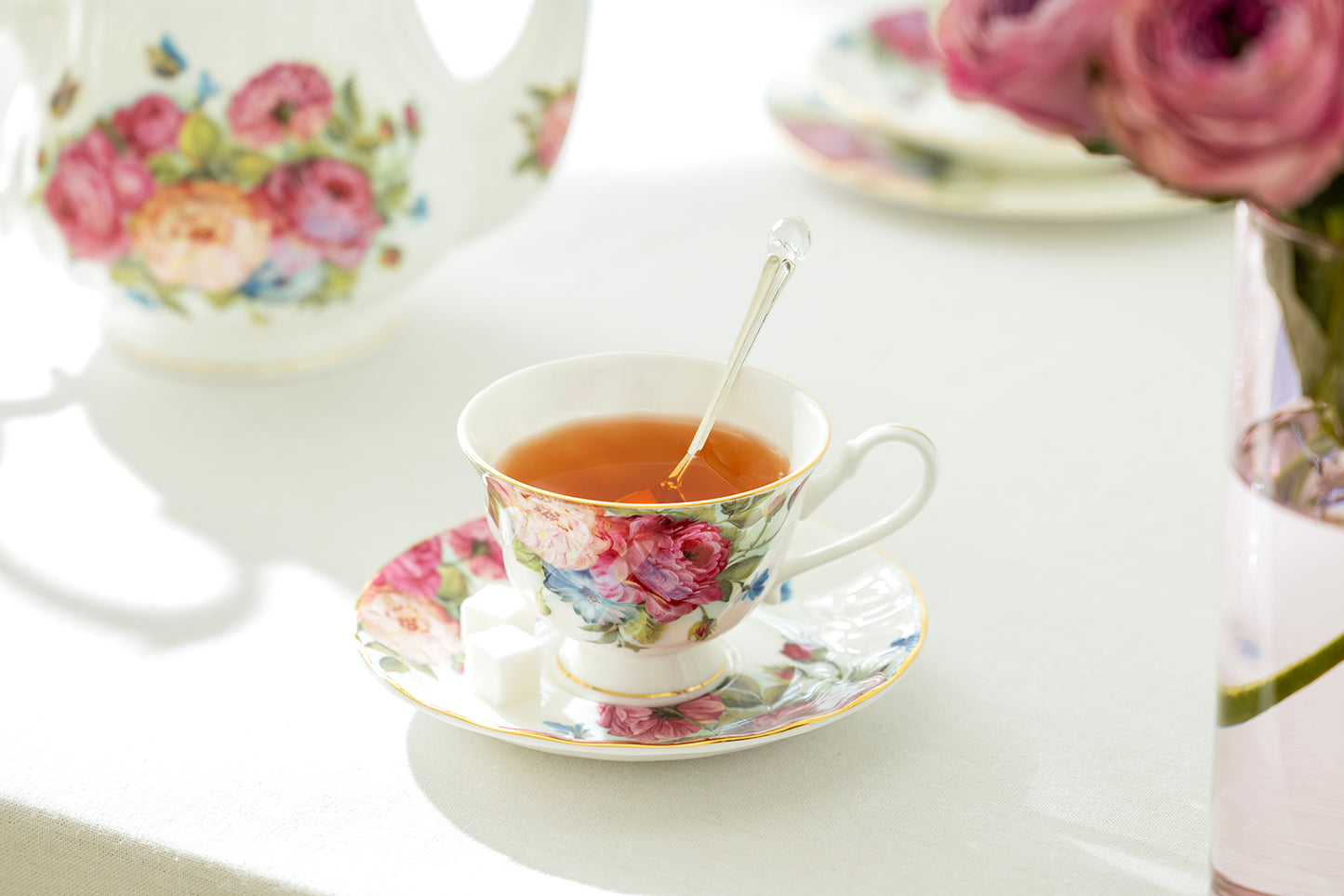 Sandra's Rose with Butterflies Bone China Tea Set