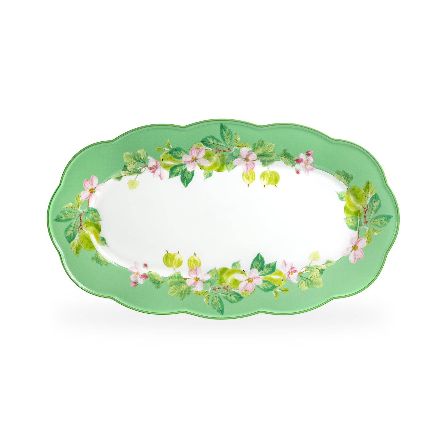 Apple Blossom Orchard Bone China Oval Serving Platter with Gift Box