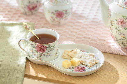 Pink Camellia Fine Porcelain Tea Snack Set