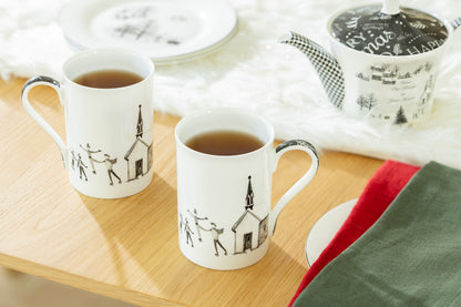 Winter Wonderland Ski Village Bone China Mug