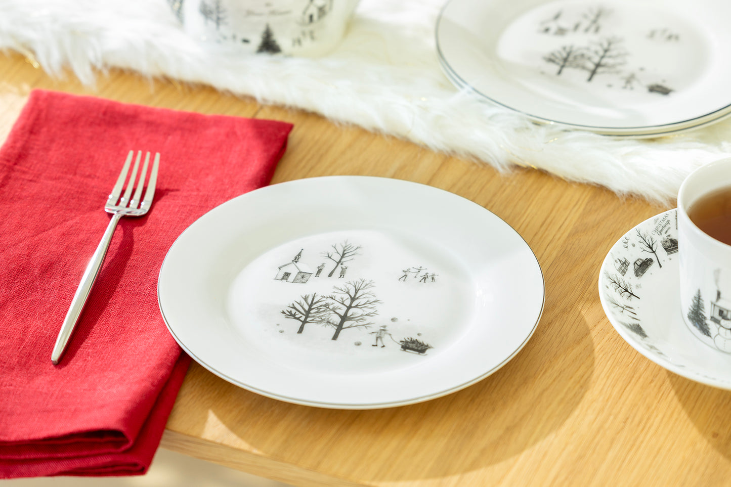 Winter Wonderland Snow Village Bone China Dessert Plate