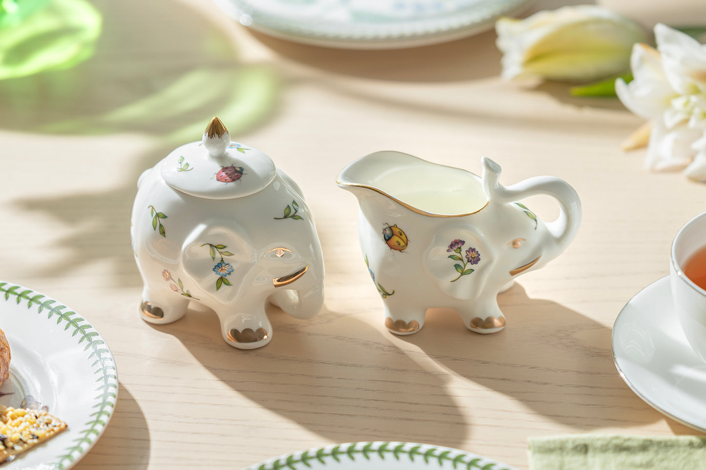 Summer Garden Elephant Fine Porcelain Tea Set