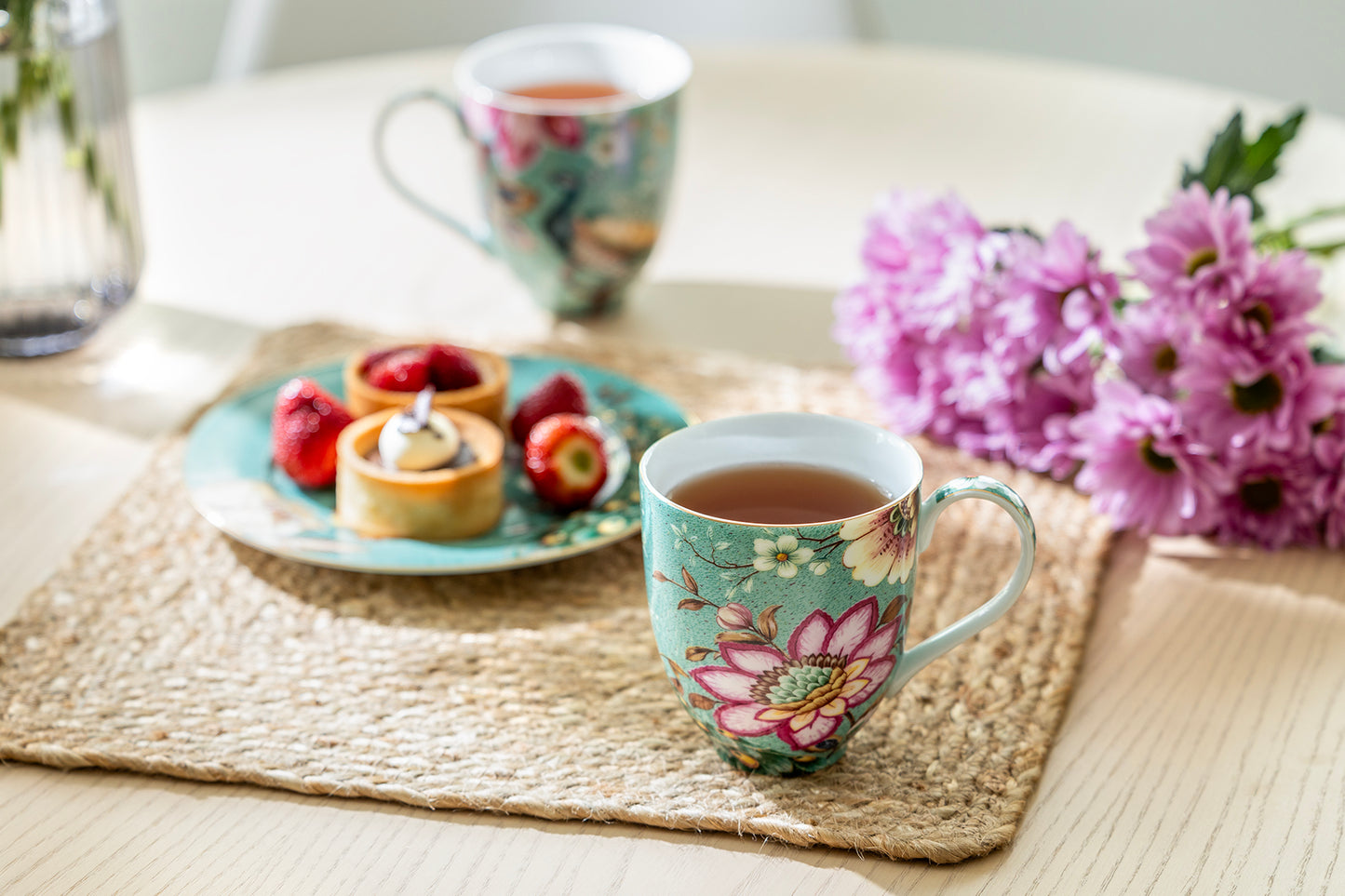 Peacock Lotus Garden Green Fine Porcelain Mug