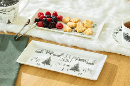 Winter Wonderland Ski Village Fine Porcelain Serving Tray