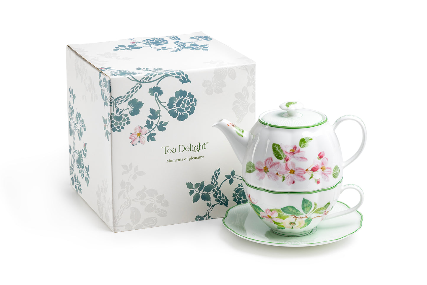 Apple Blossom Bone China Tea For One Set with Gift Box