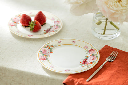 Peony and Strawberry Cream Bone China Dessert Plate