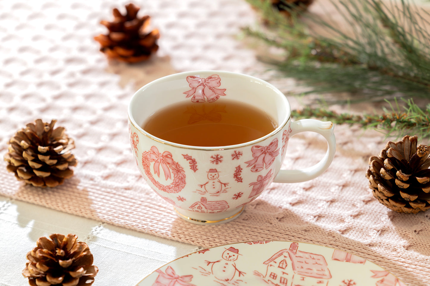 Christmas Pink Bow Fine Porcelain Latte Mug
