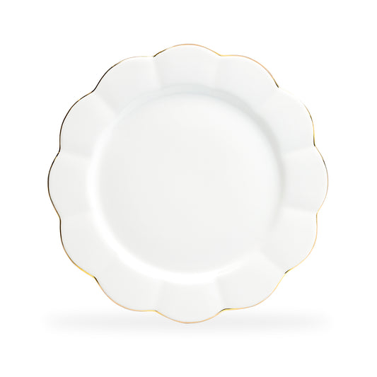 White Gold Scallop Fine Porcelain Dinner Plate