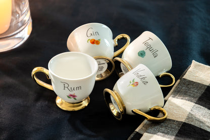 Golden Spirits Fine Porcelain 2oz Demitasse Cup Set with Pink Gift Box