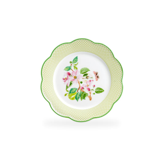 Apple Blossom Green Lattice Bone China Appetizer Plate