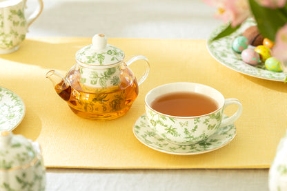 Greeny Garden Glass and Fine Porcelain Tea For One Set