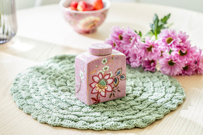 Peacock Lotus Garden Pink Fine Porcelain Jar