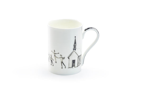 Winter Wonderland Ski Village Bone China Mug