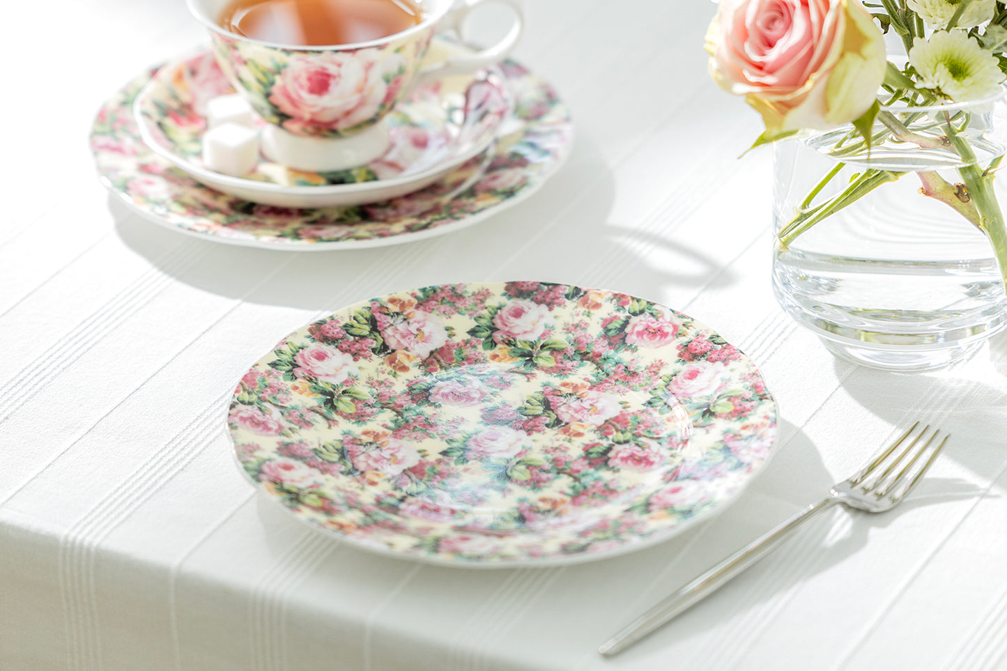 Victorian Rose Bone China Dessert Plate