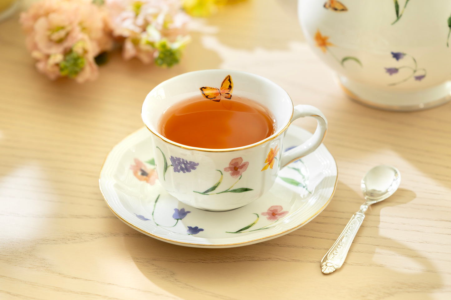 Butterfly Bloom Fine Porcelain Tea Cup and Saucer