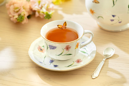 Butterfly Bloom Fine Porcelain Tea Cup and Saucer