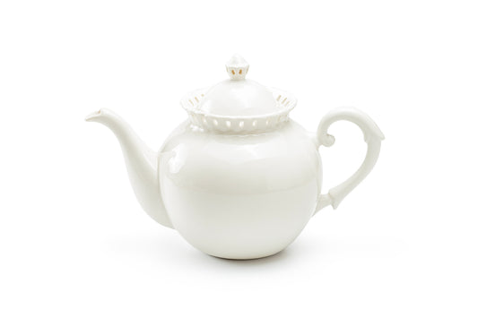 White Heirloom Fine Porcelain Teapot