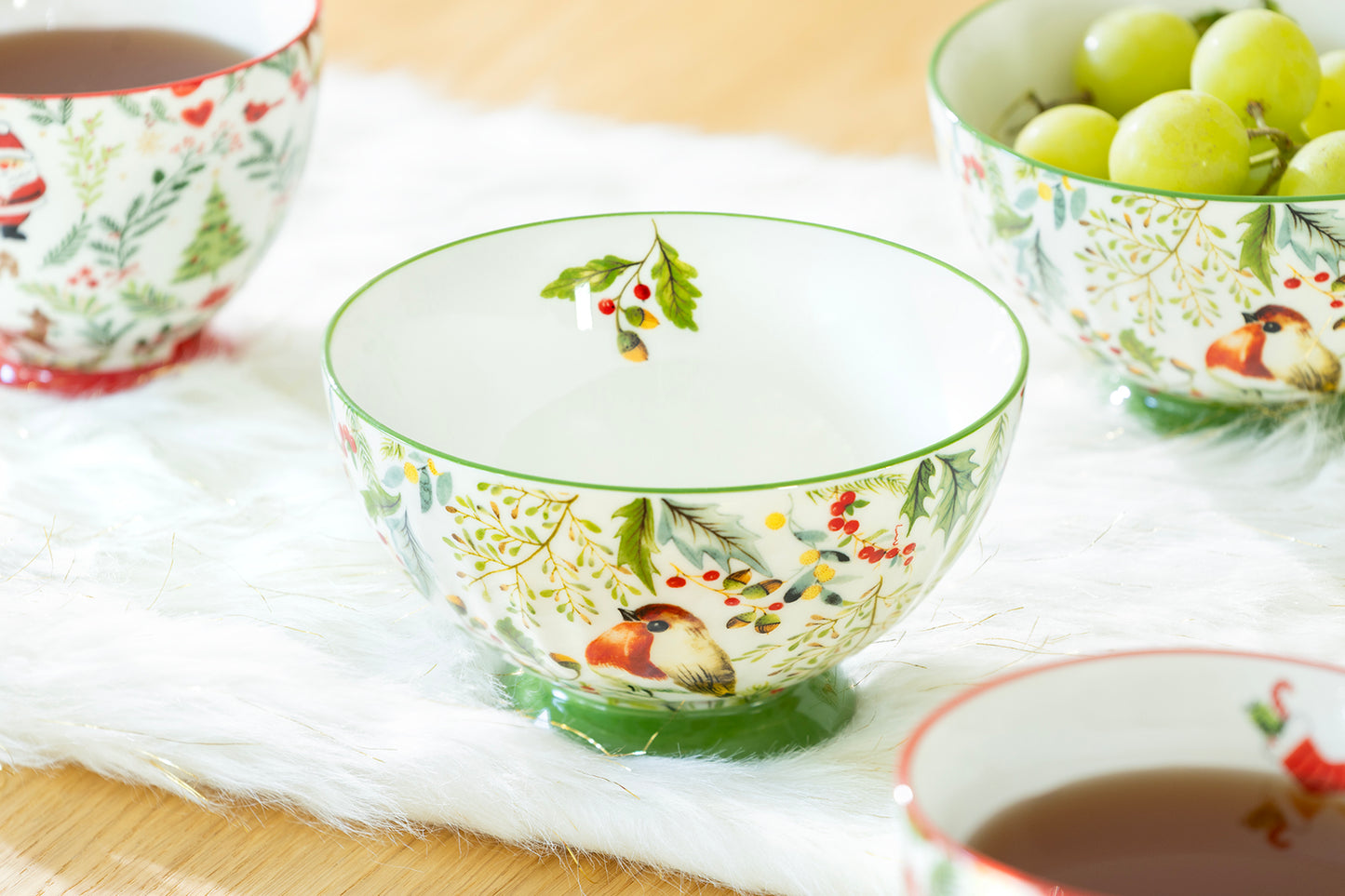 Winter House Finch Fine Porcelain Bowl
