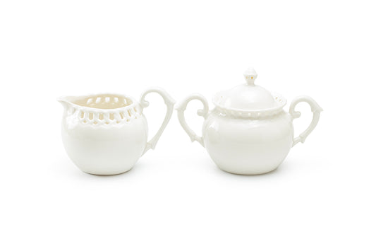 White Heirloom Fine Porcelain Sugar & Creamer Set