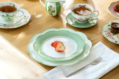 Green Lattice Bone China Dessert Plate