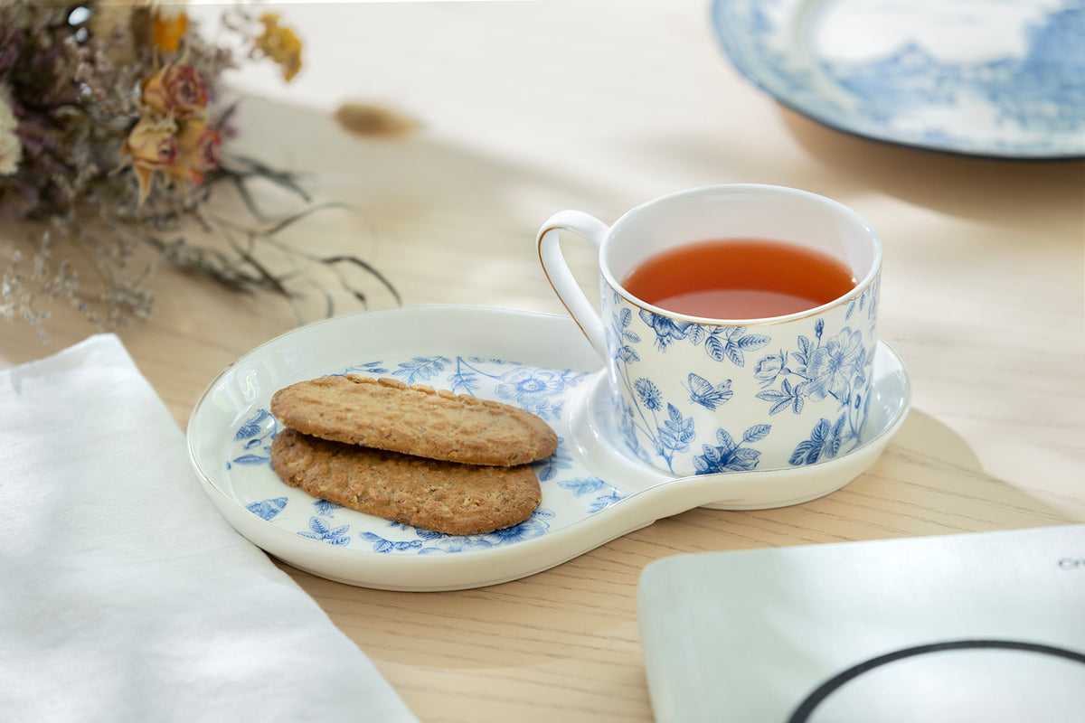 Blue Butterfly Garden Fine Porcelain Tea Snack Set