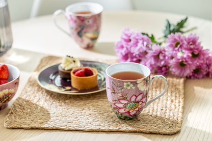 Peacock Lotus Garden Pink Fine Porcelain Mug